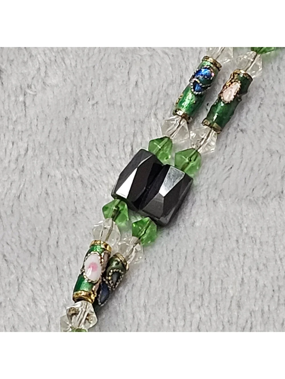 Vintage Cloisonné Hematite Bead Strand 47